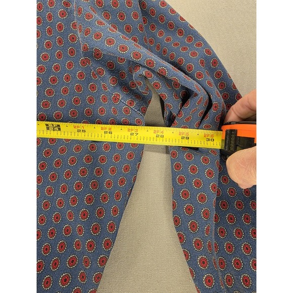 Stafford Mens Robe L/XL Blue Medallion Print Cotton Blend Smokers Jacket‎ Hefner - Picture 5 of 7